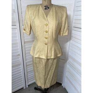 AMANDA SMITH 2 Piece Blazer Skirt Suit Set Lined Rayon Women's Sz 10 Wedding
